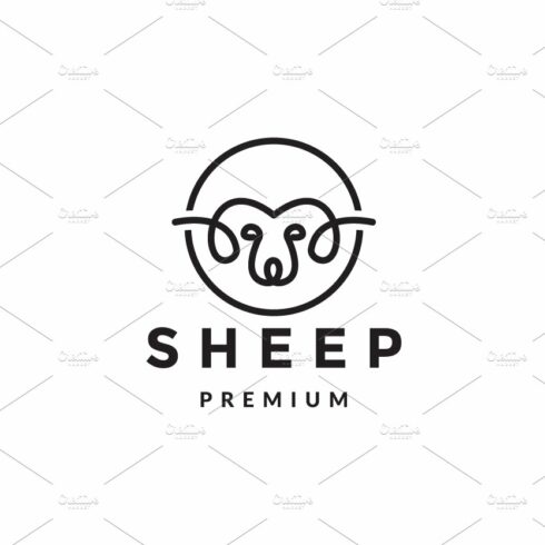 modern line head sheep logo symbol cover image.