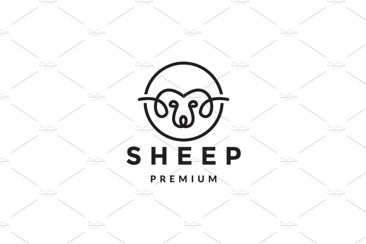 modern line head sheep logo symbol cover image.