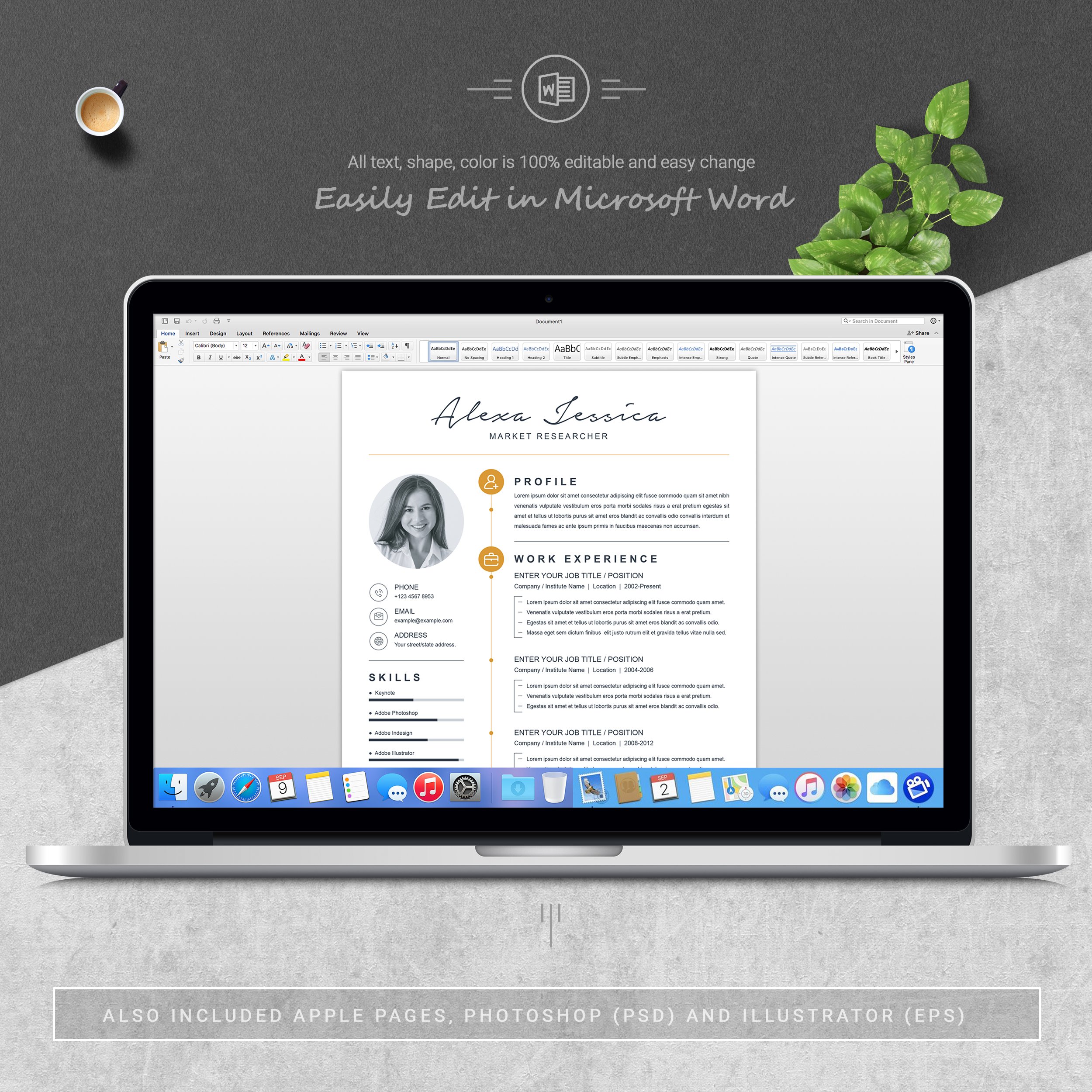 05 3 pages free resume ms word file format design template 12