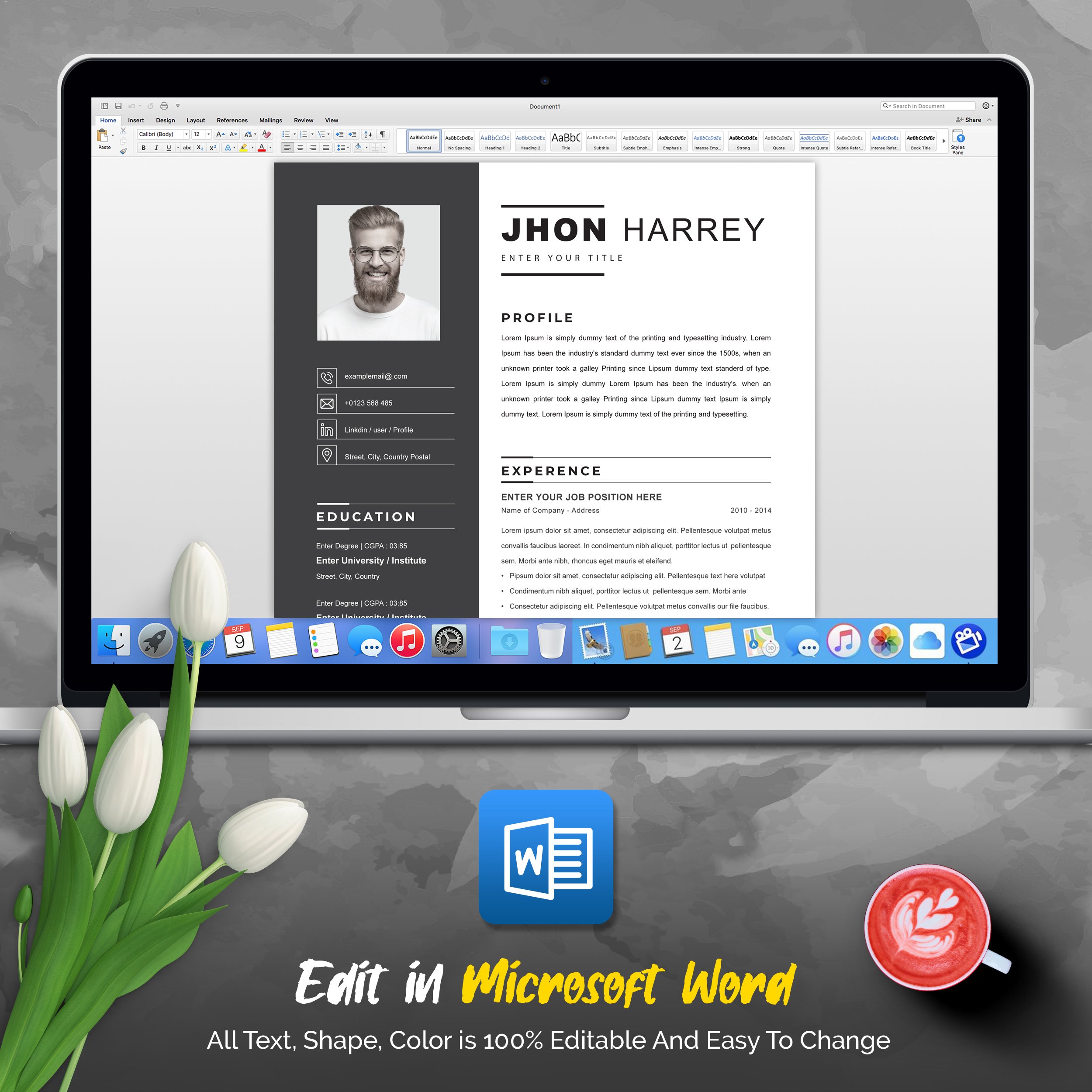 05 3 pages professional ms word aple pages eps photoshop psd resume cv design template design by resume inventor 141