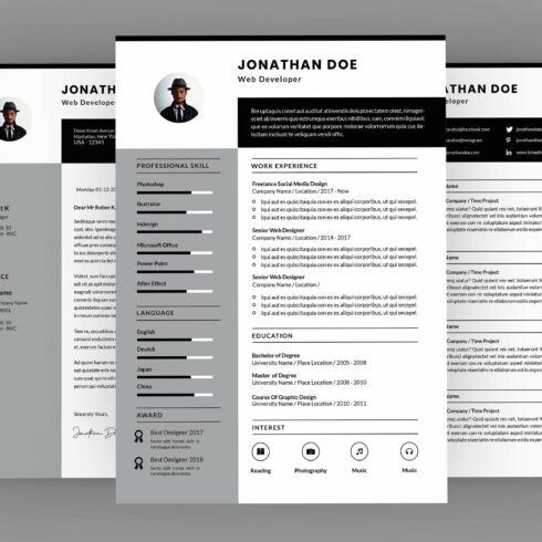 Jonathan Developer Resume Designer cover image.