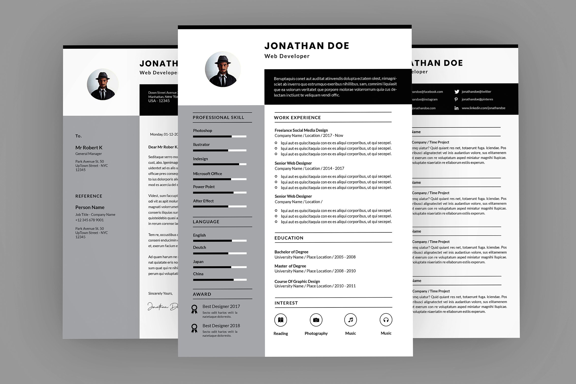 Jonathan Developer Resume Designer cover image.