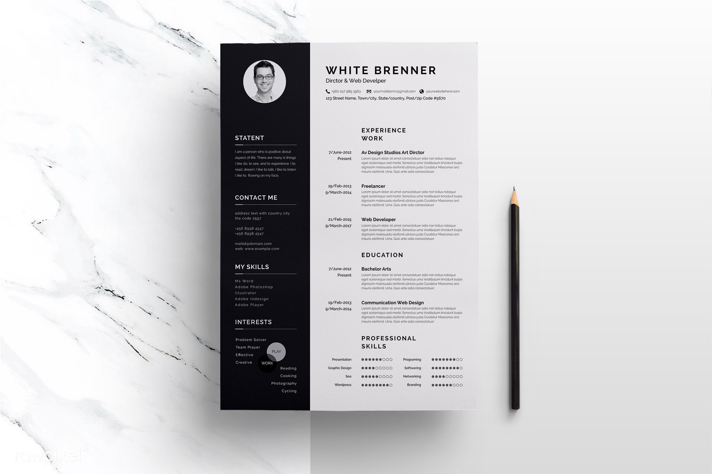 05 minimal black white resume template 658