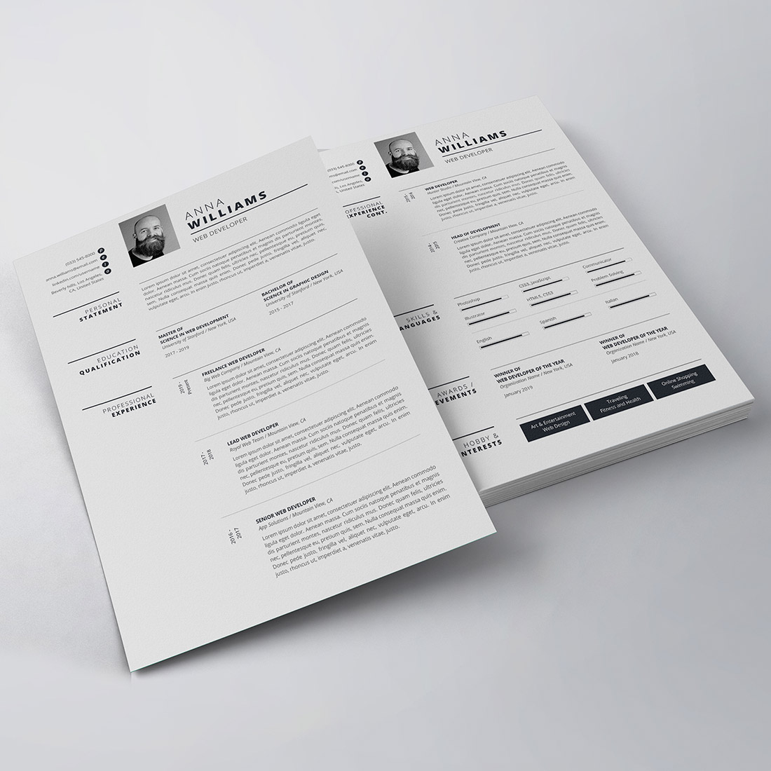 Clean Resume/CV Template preview image.