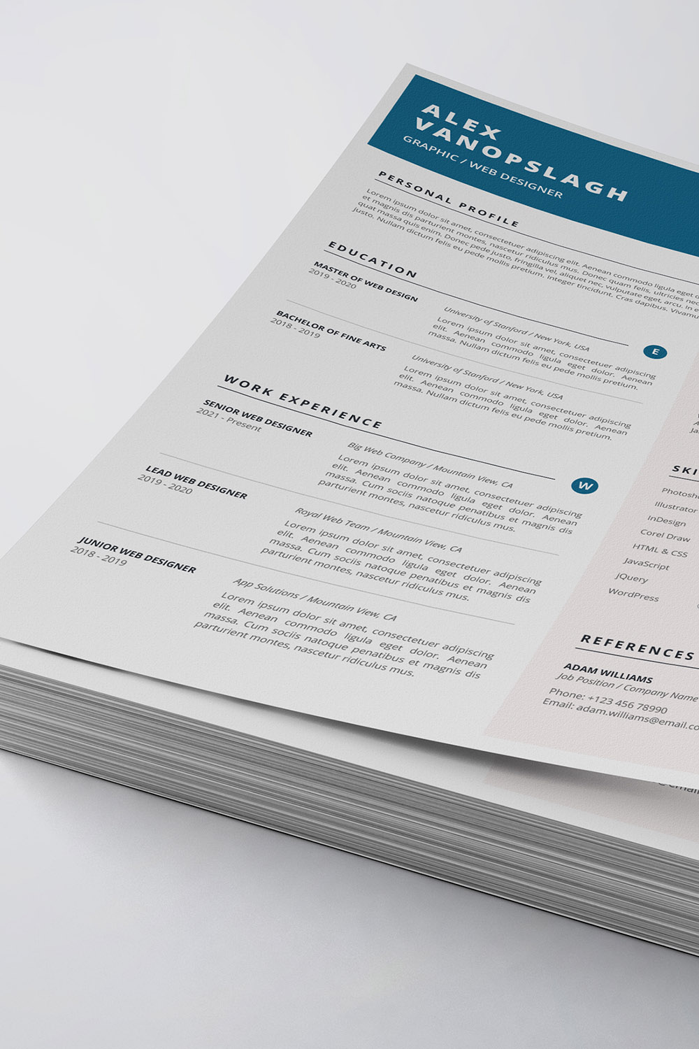 Clean Resume/CV Template pinterest preview image.