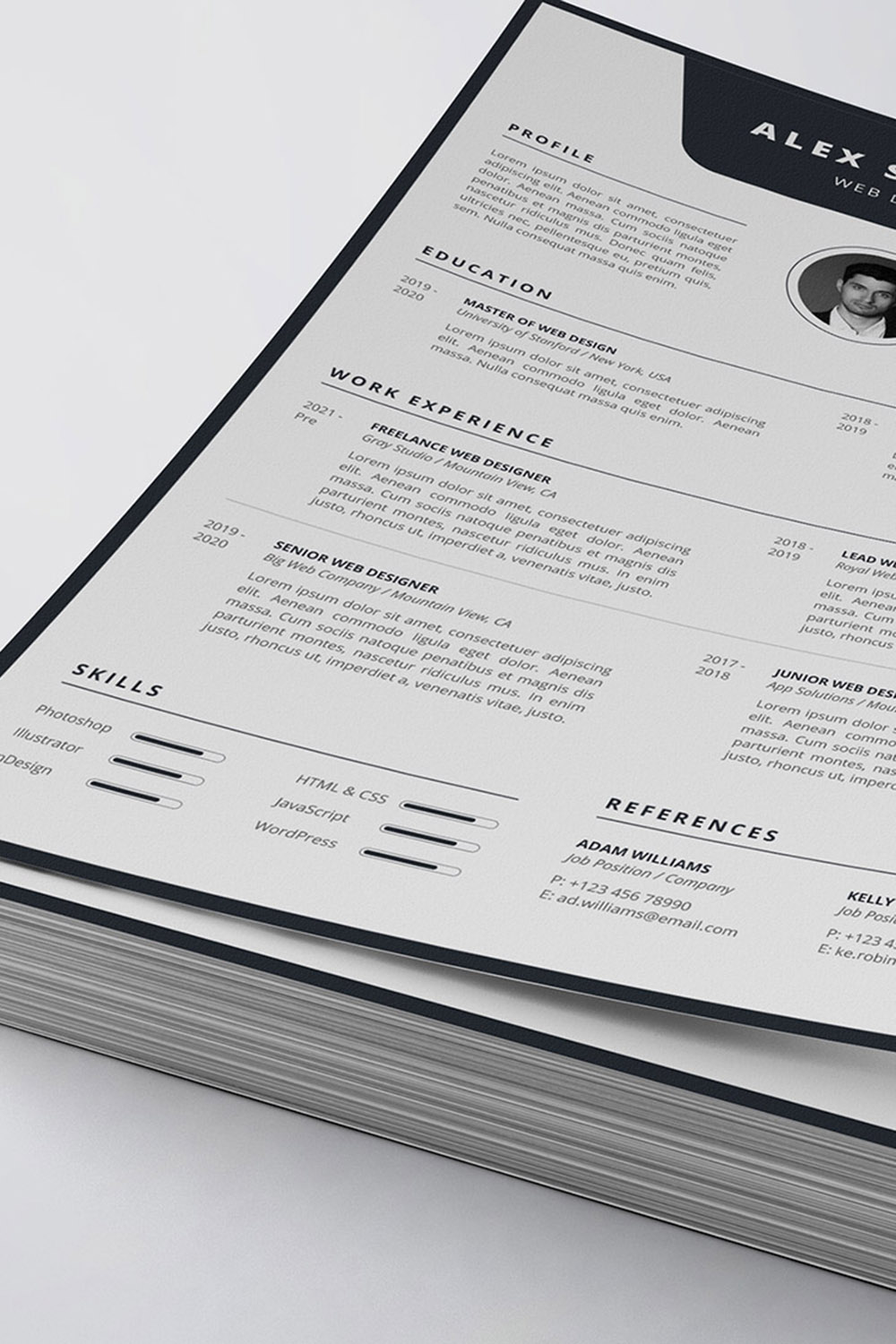 Modern Resume/CV Template pinterest preview image.