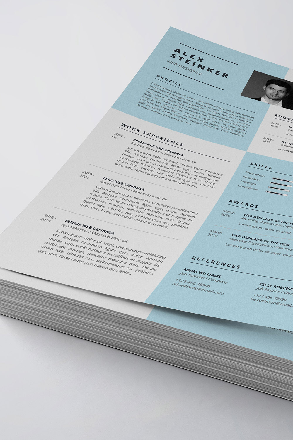 Clean Resume/CV Template pinterest preview image.