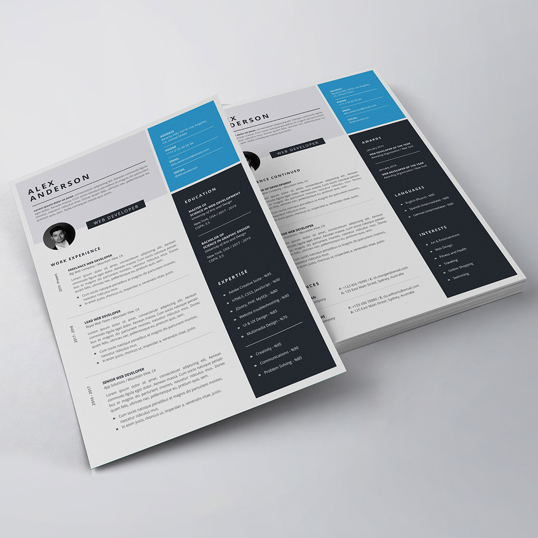 Modern Resume/CV Template preview image.