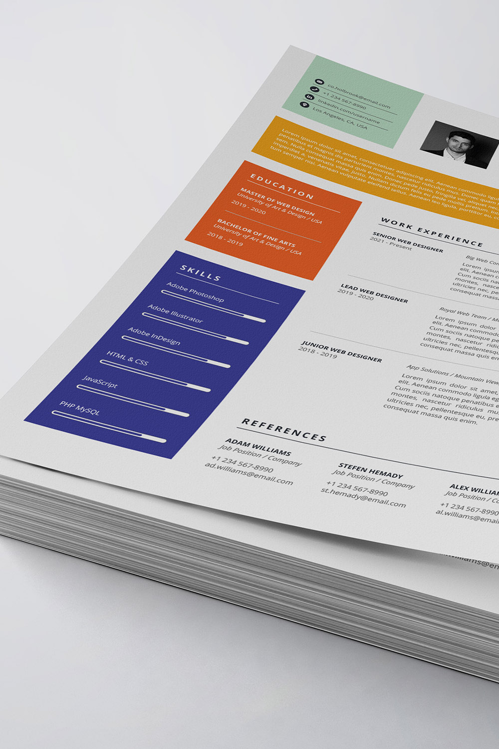 Modern Resume/CV Template pinterest preview image.