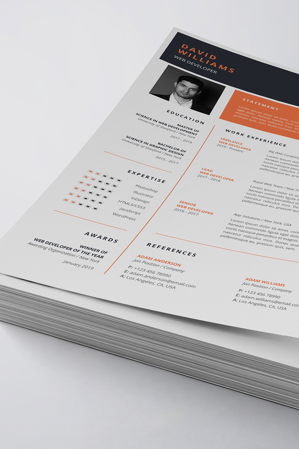 Clean Resume/CV Template pinterest preview image.