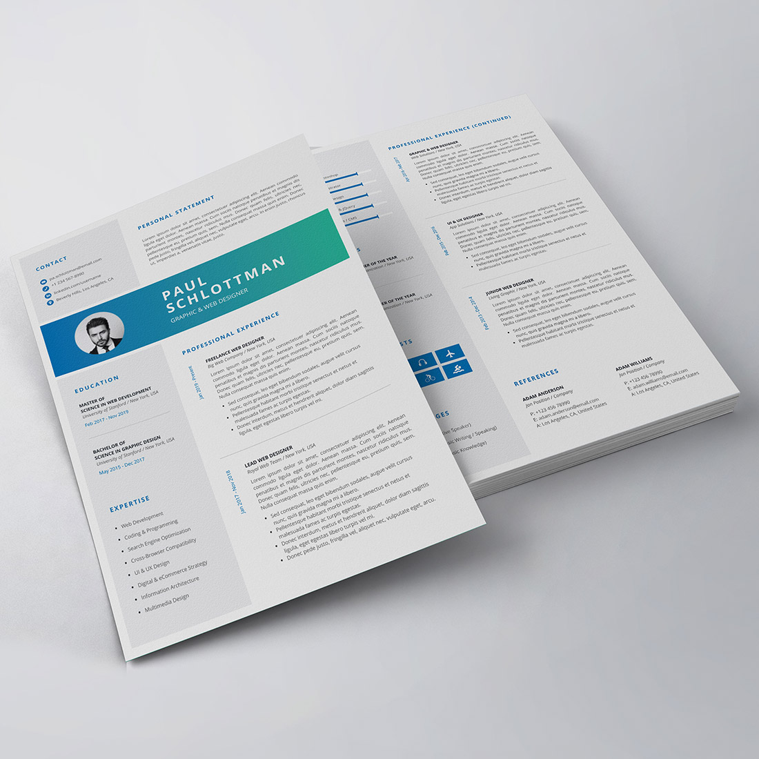 Clean and Modern Resume/CV Template preview image.
