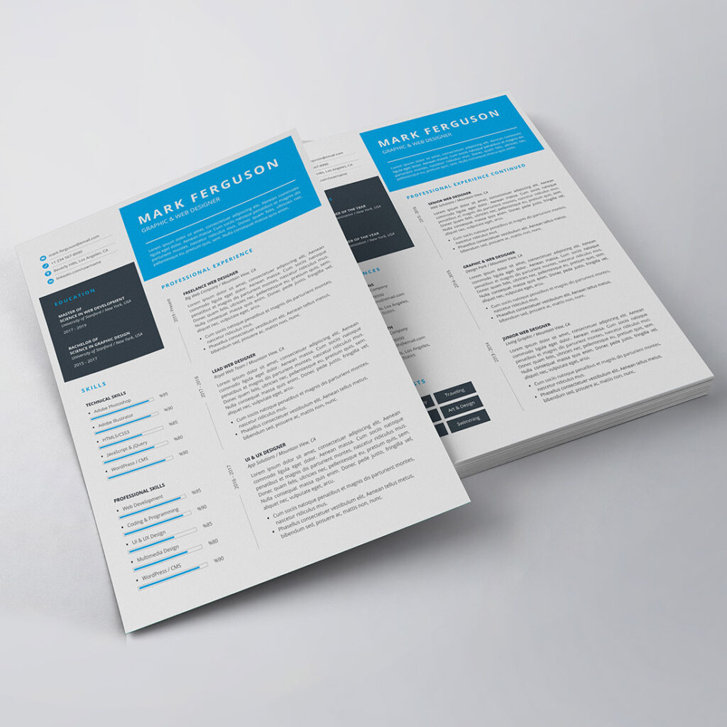 Modern Resume/CV Pattern - MasterBundles