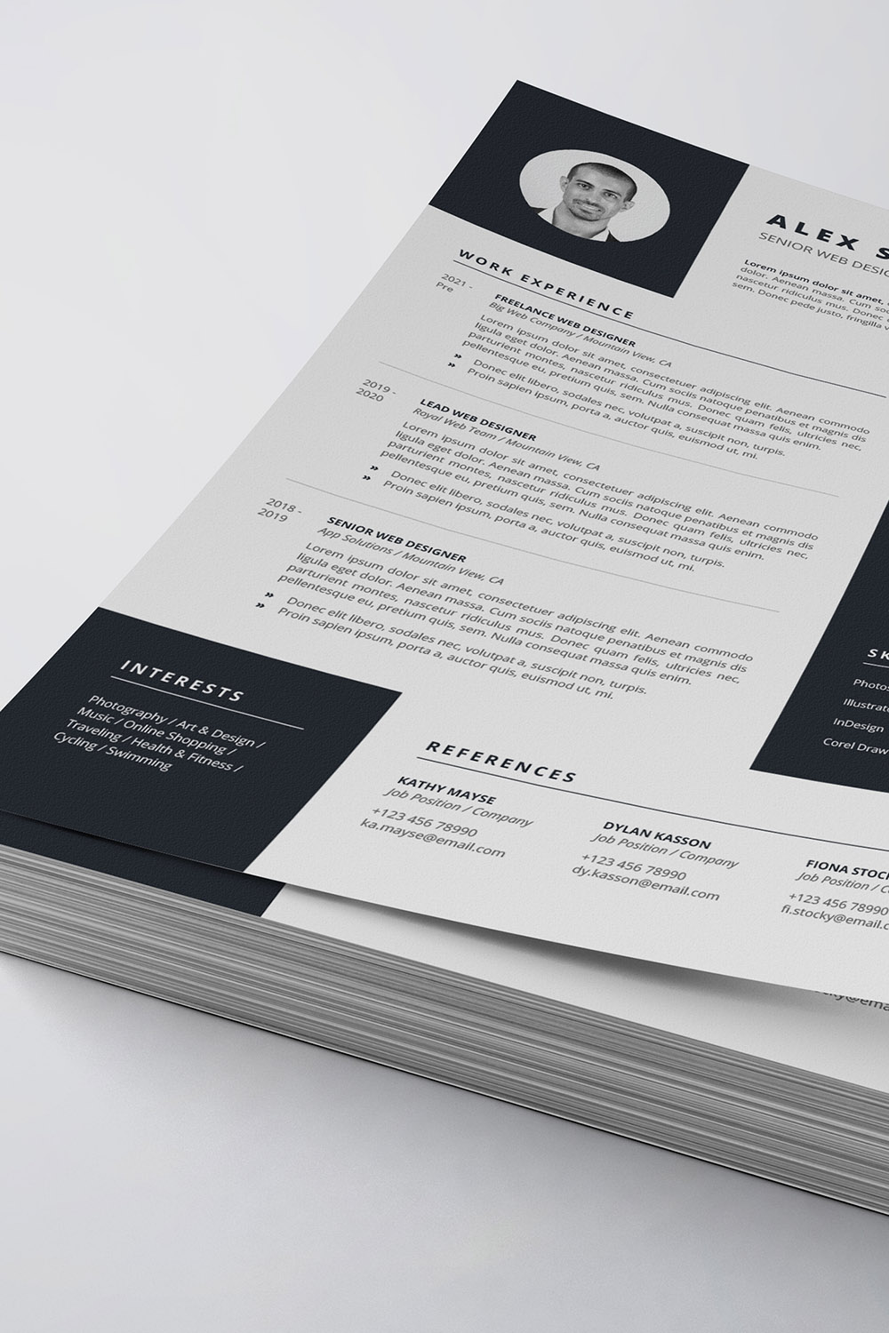 Clean Resume/CV Template pinterest preview image.