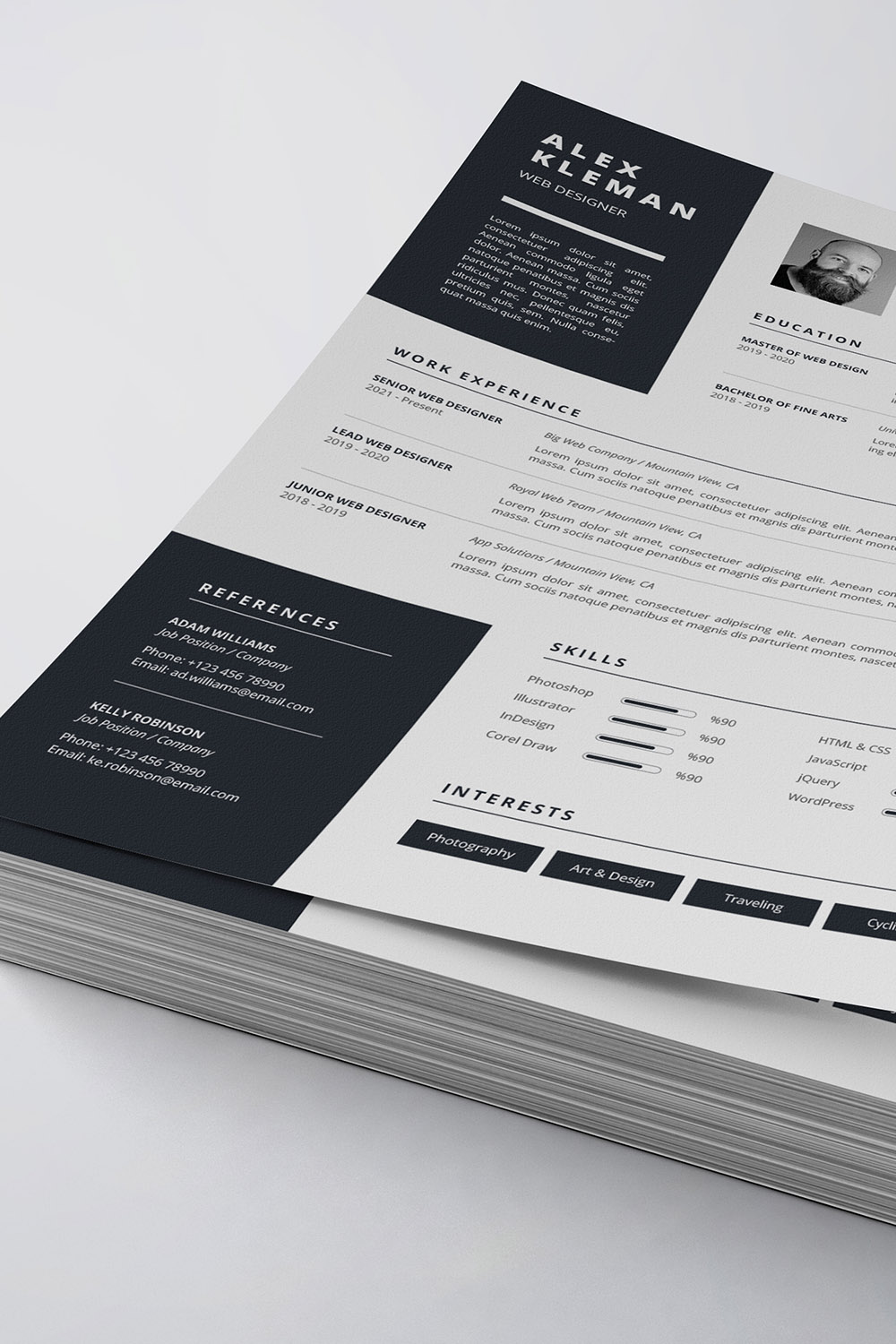 Clean Resume/CV Template pinterest preview image.