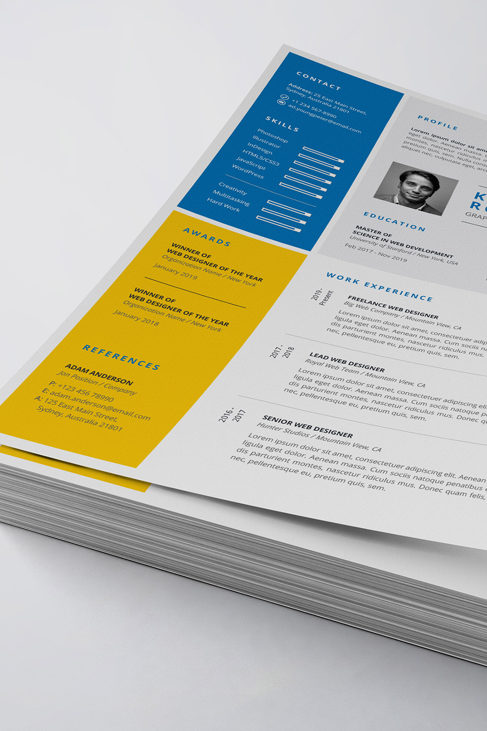 Modern Resume/CV Template pinterest preview image.