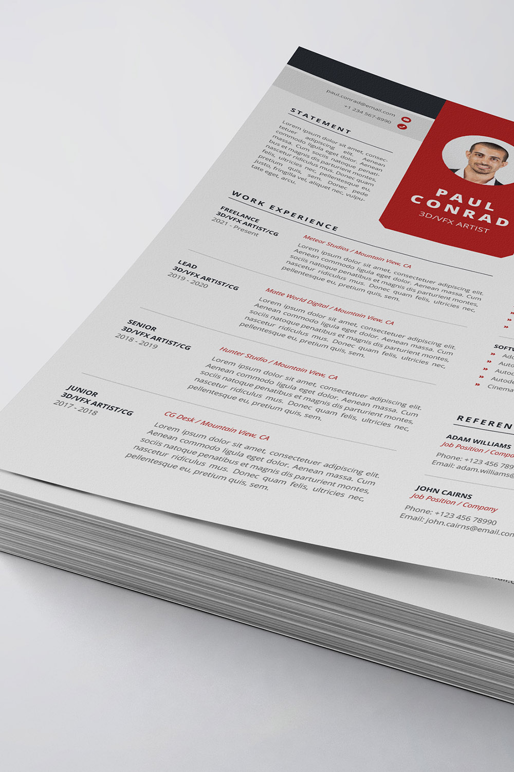 Modern Resume/CV Template pinterest preview image.