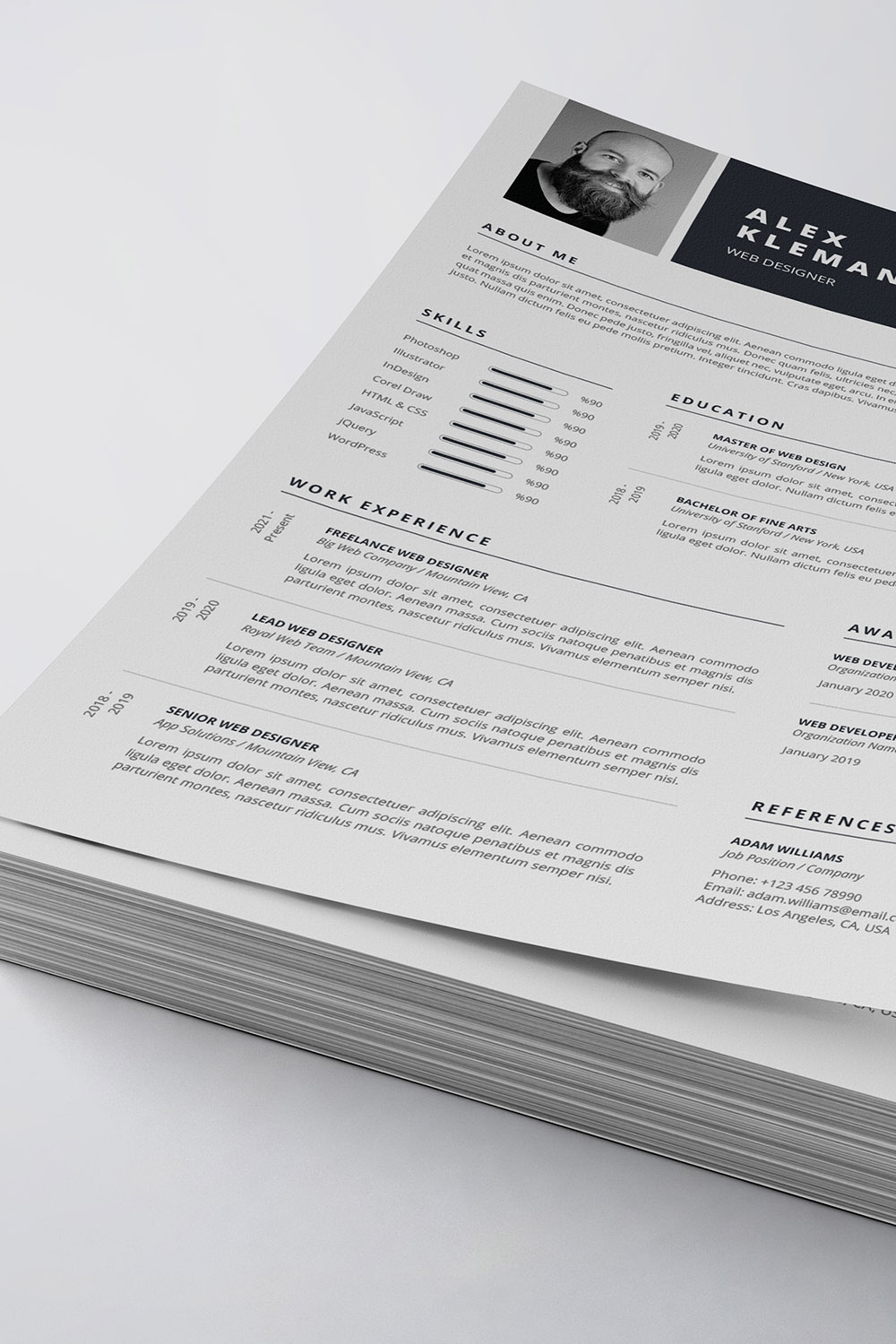 Clean Resume/CV Template pinterest preview image.