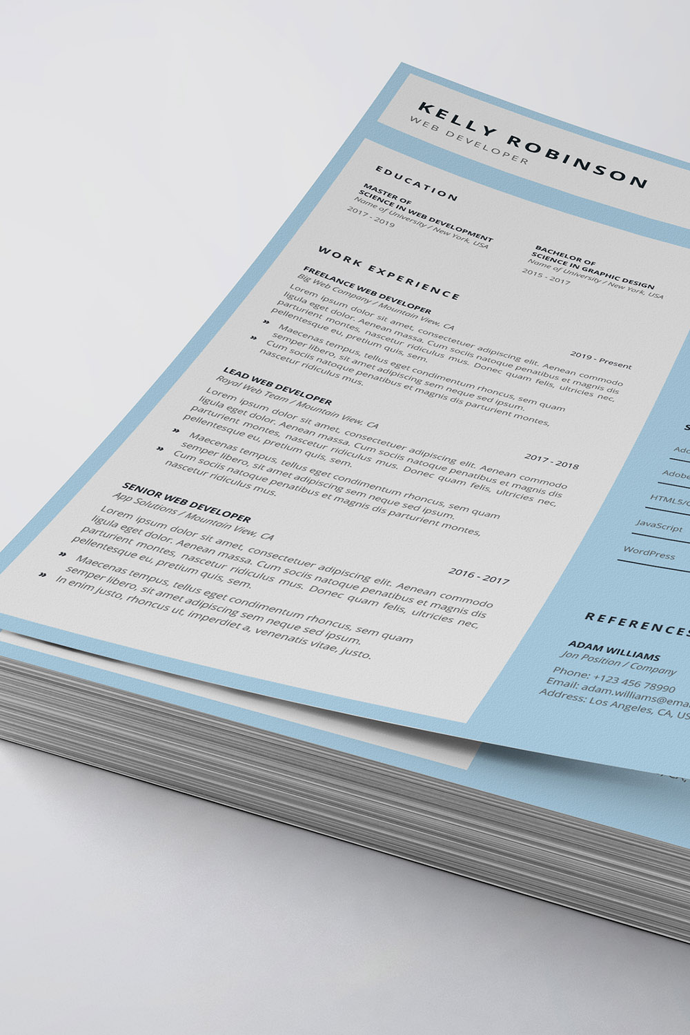 Clean Resume/CV Template pinterest preview image.