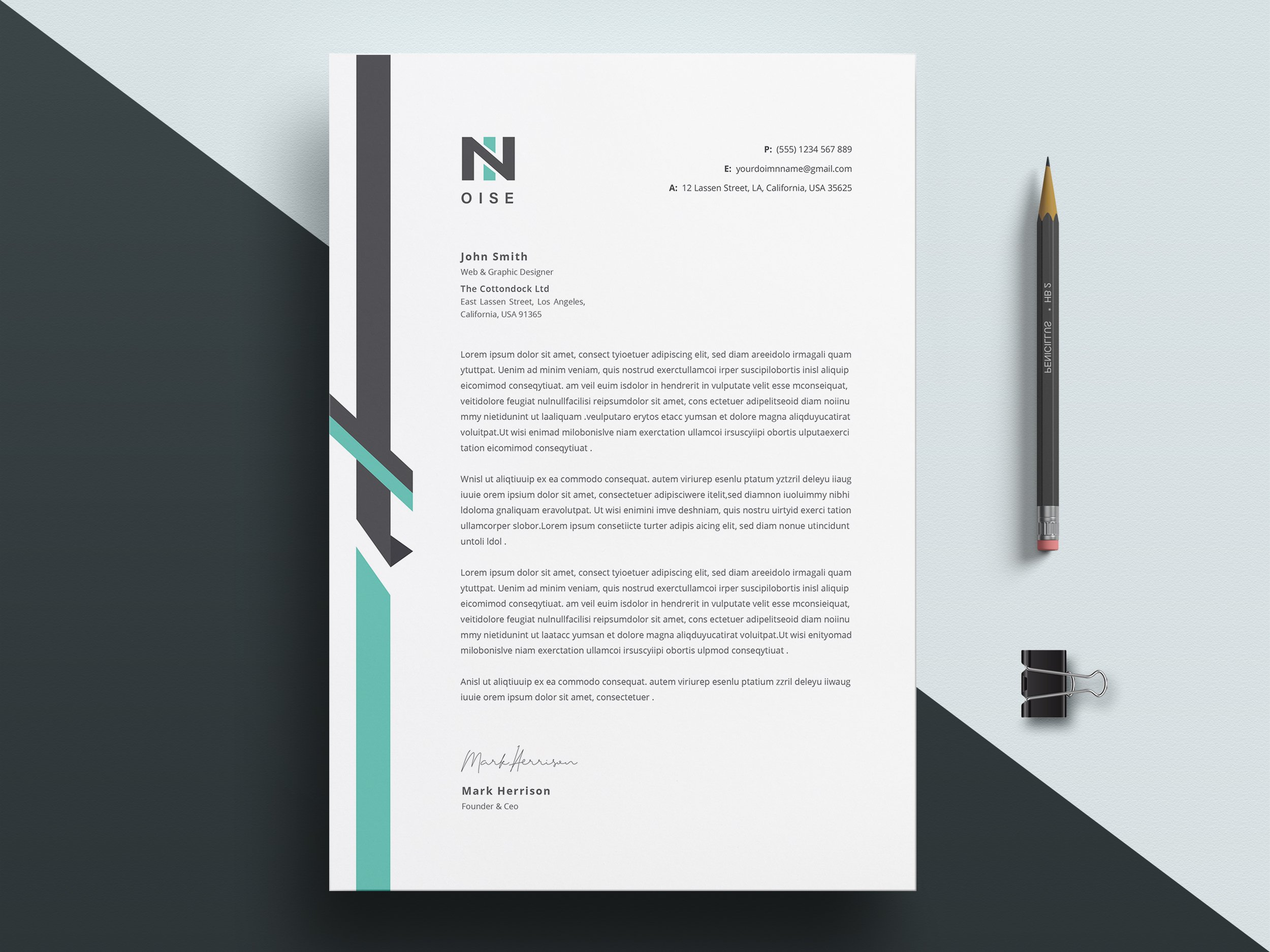 Business Letterhead Word Template preview image.