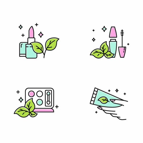 Organic cosmetics color icons set cover image.