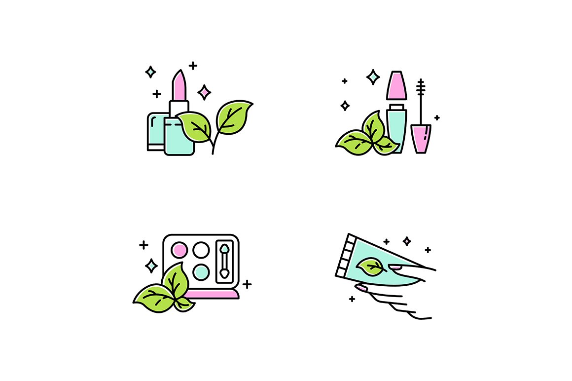 Organic cosmetics color icons set cover image.