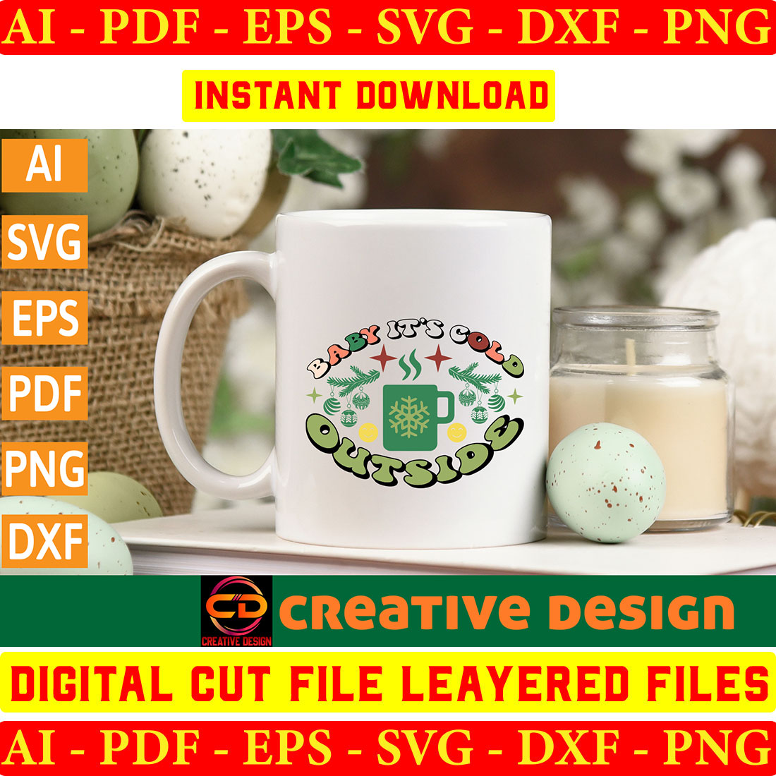 Retro Christmas SVG Design Bundle preview image.