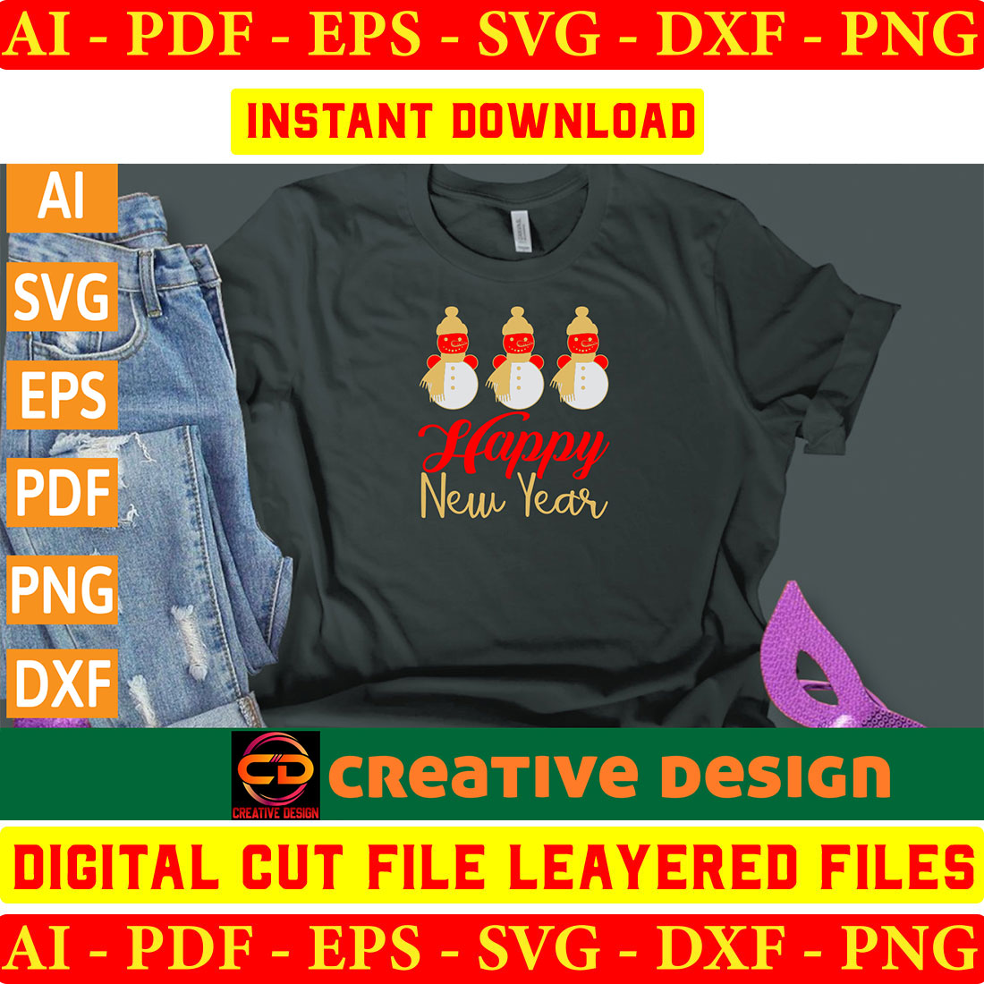 Happy New Year SVG Design Bundle Vol-08 preview image.