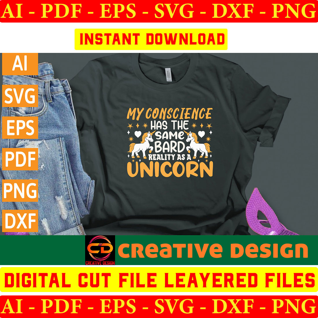 Unicorn T-shirt Design Bundle Vol-3 preview image.