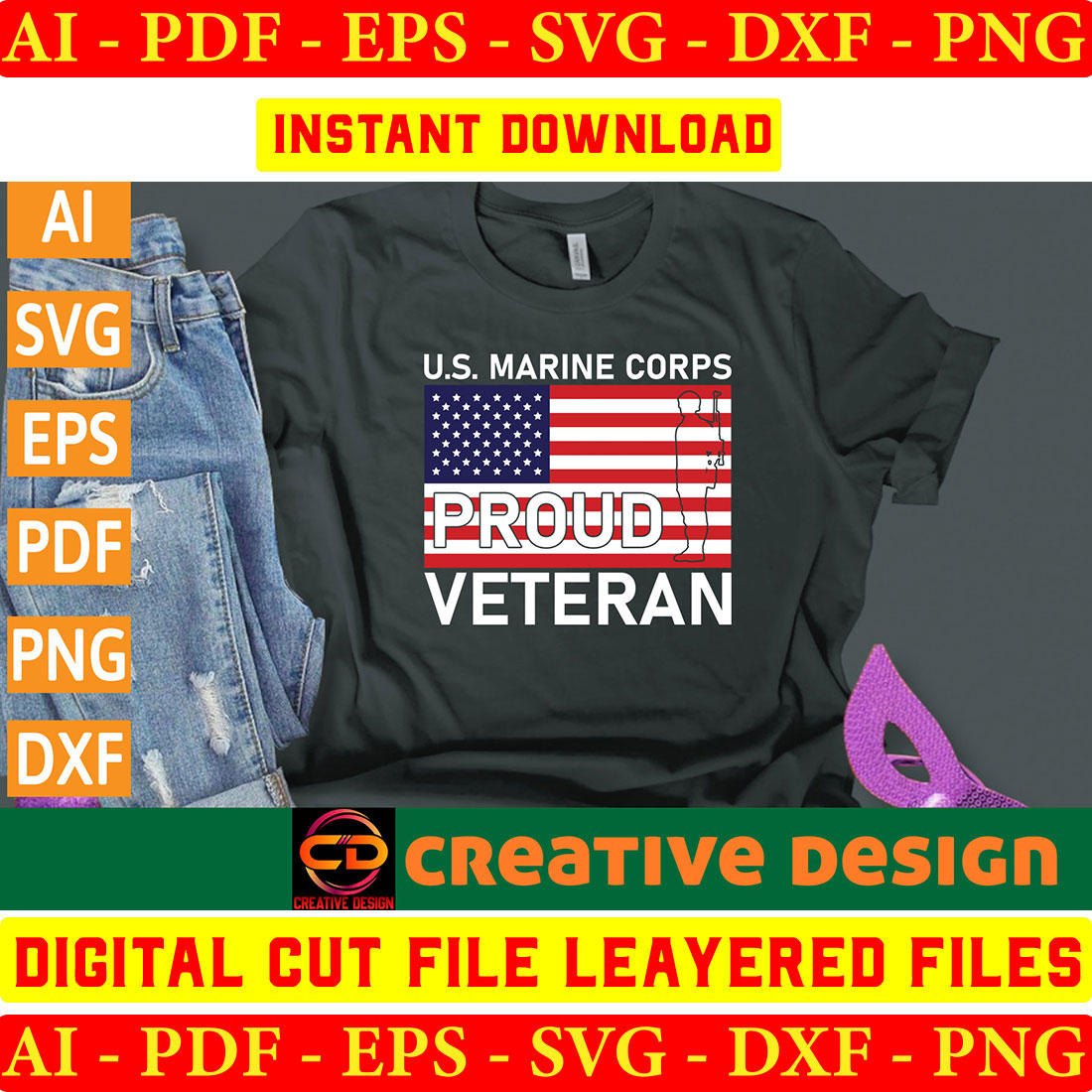 T - shirt that says us marine corp proud veteran.