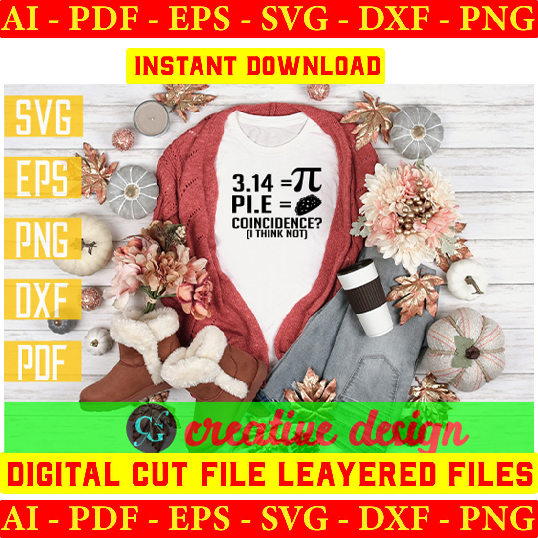 Pi Day Bundle SVG Files Vol-02 preview image.