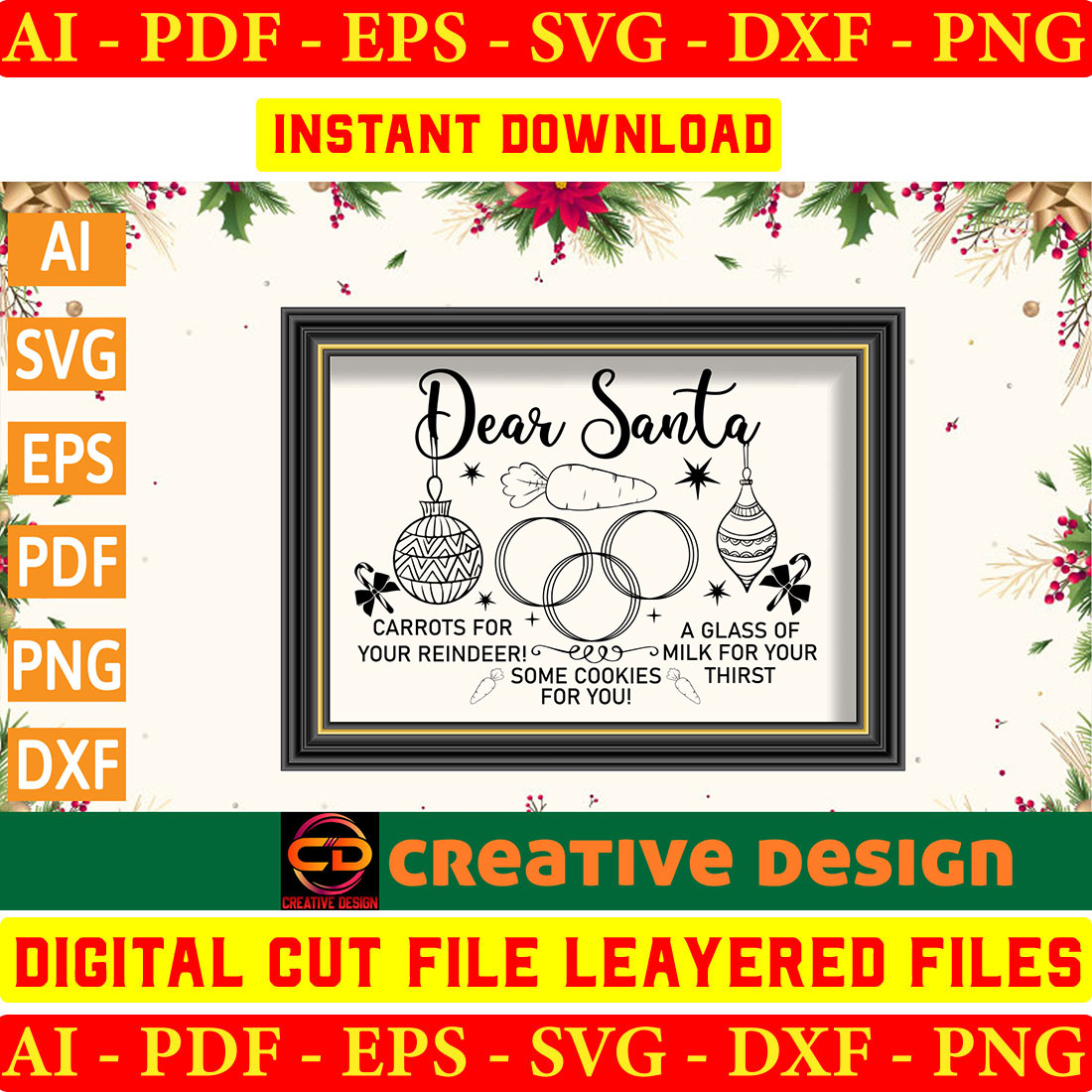 Dear Santa Tray Svg Bundle preview image.