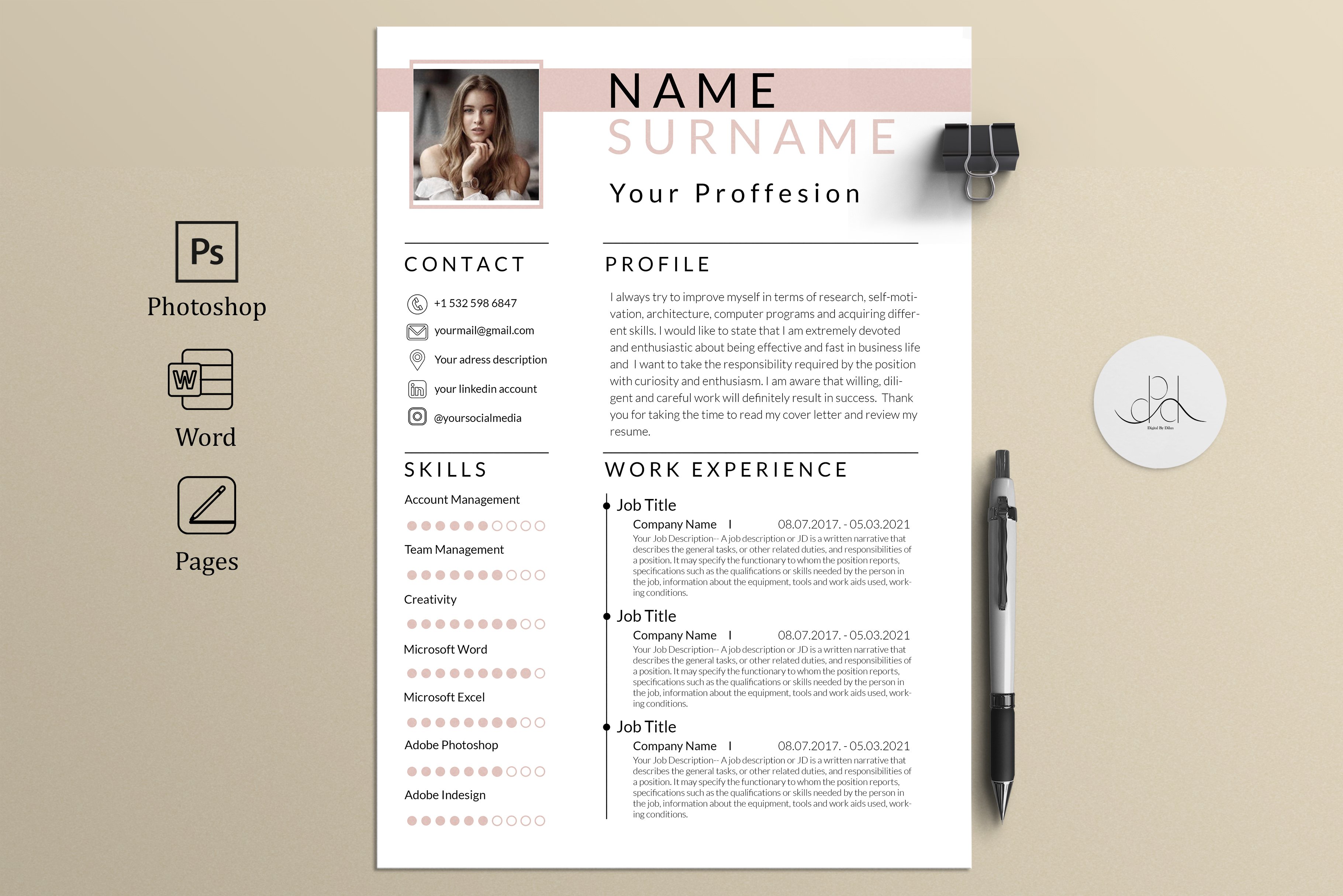 Minimal resume template preview image.