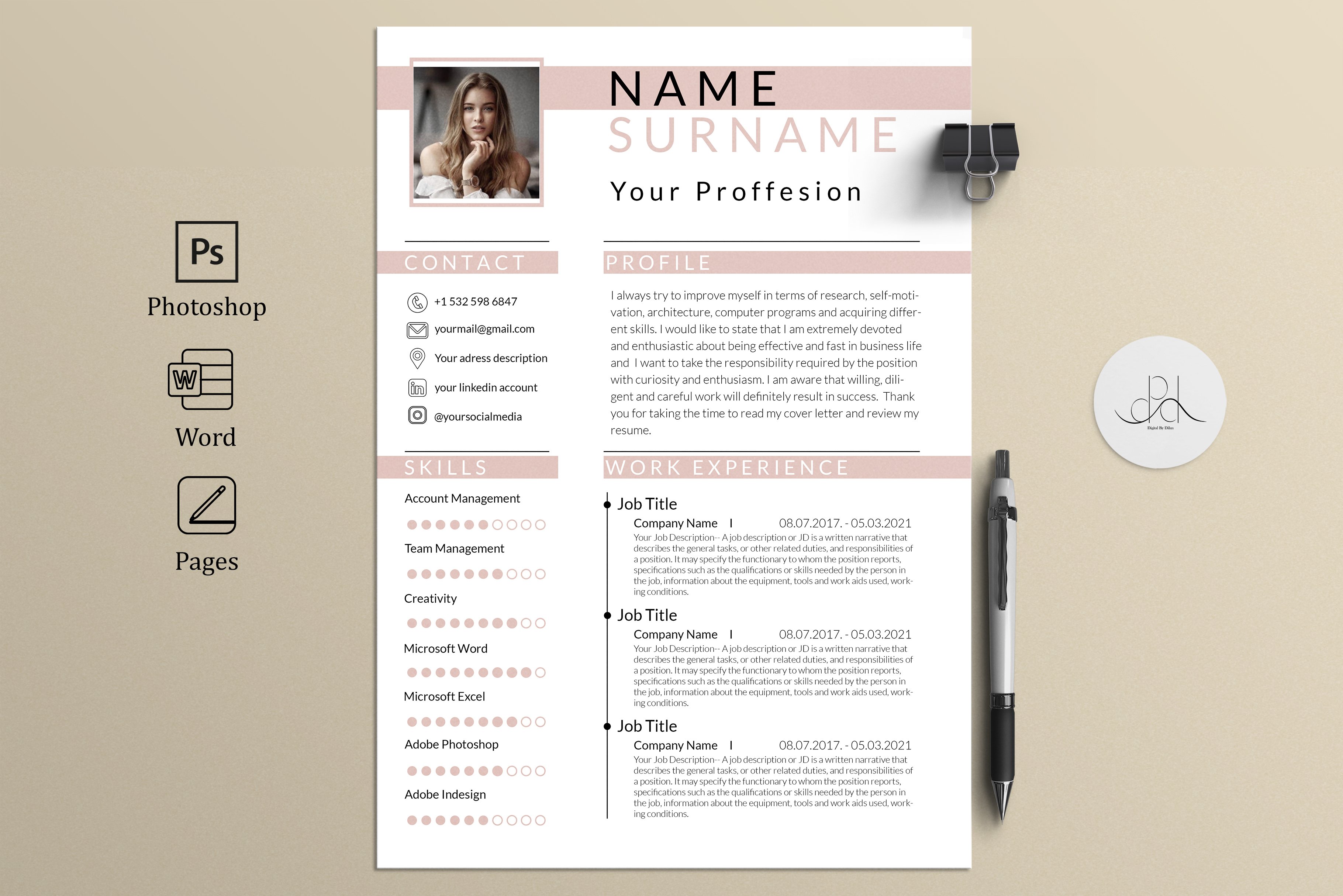 Minimal Resume Template cover image.