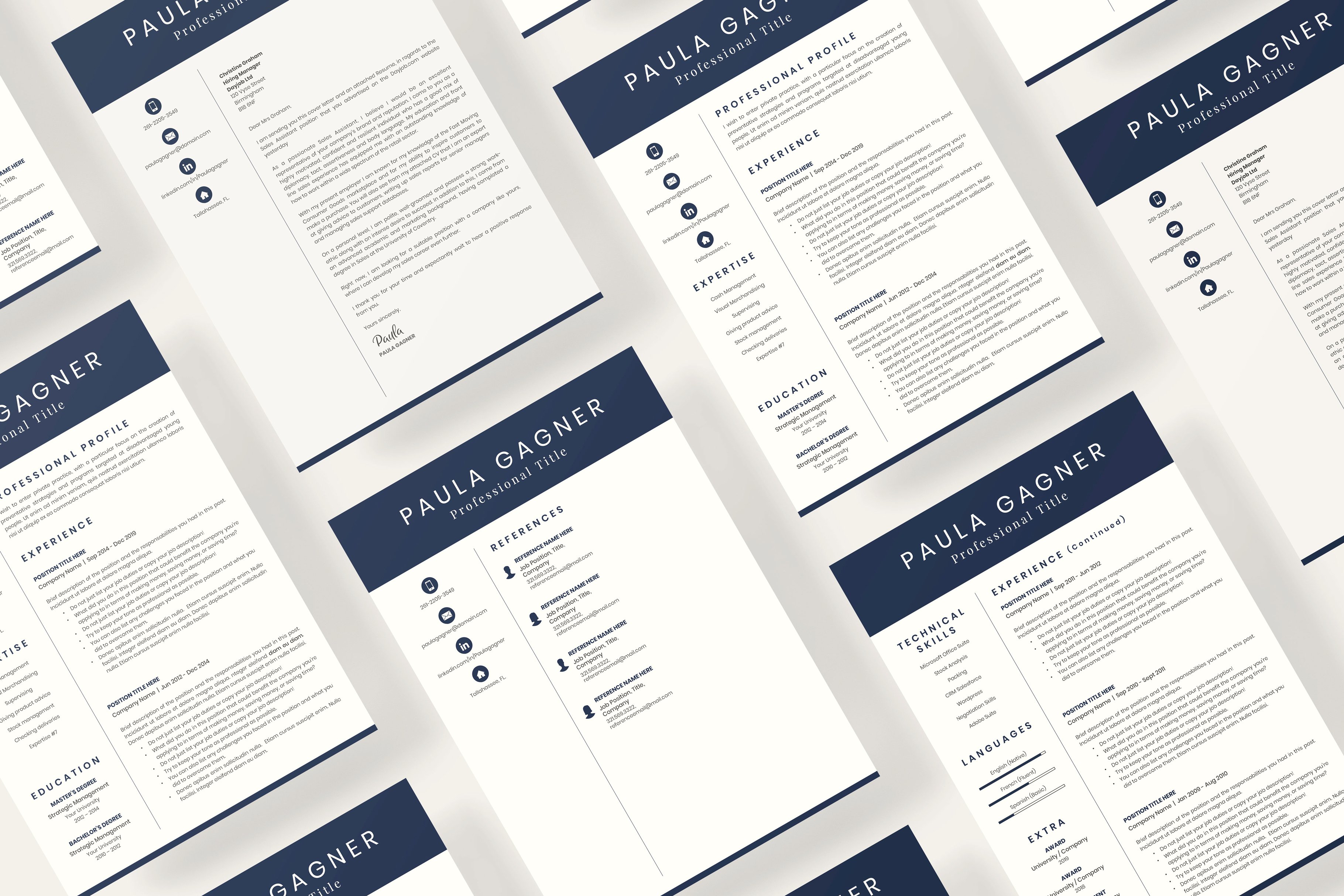 Bunch of resume templates on a white background.