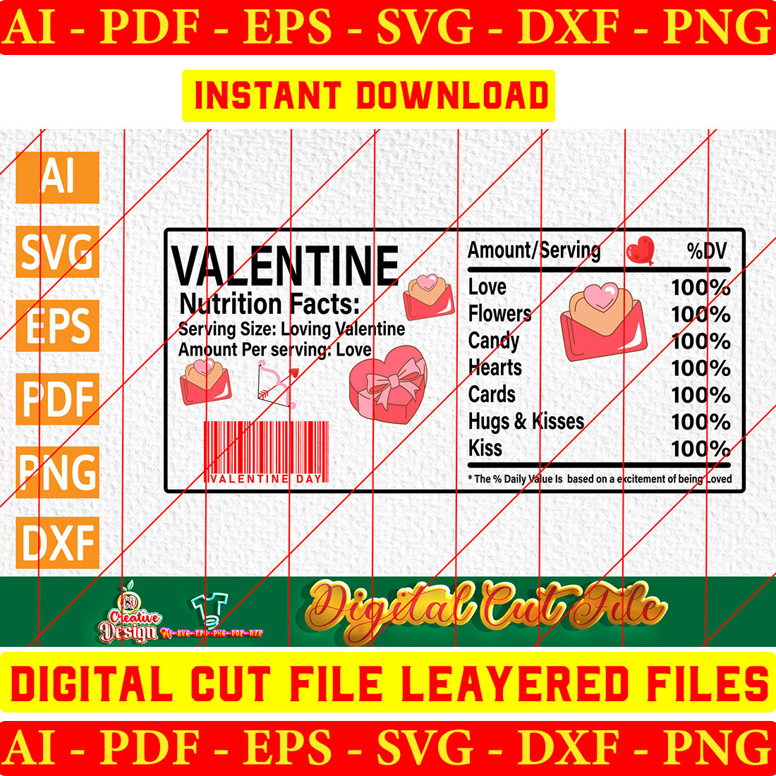 Valentine's Nutrition Label - Digital Download Only preview image.