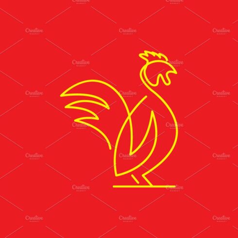 single line chicken rooster logo cover image.