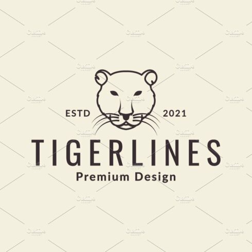 lines animal head tiger logo symbol cover image.