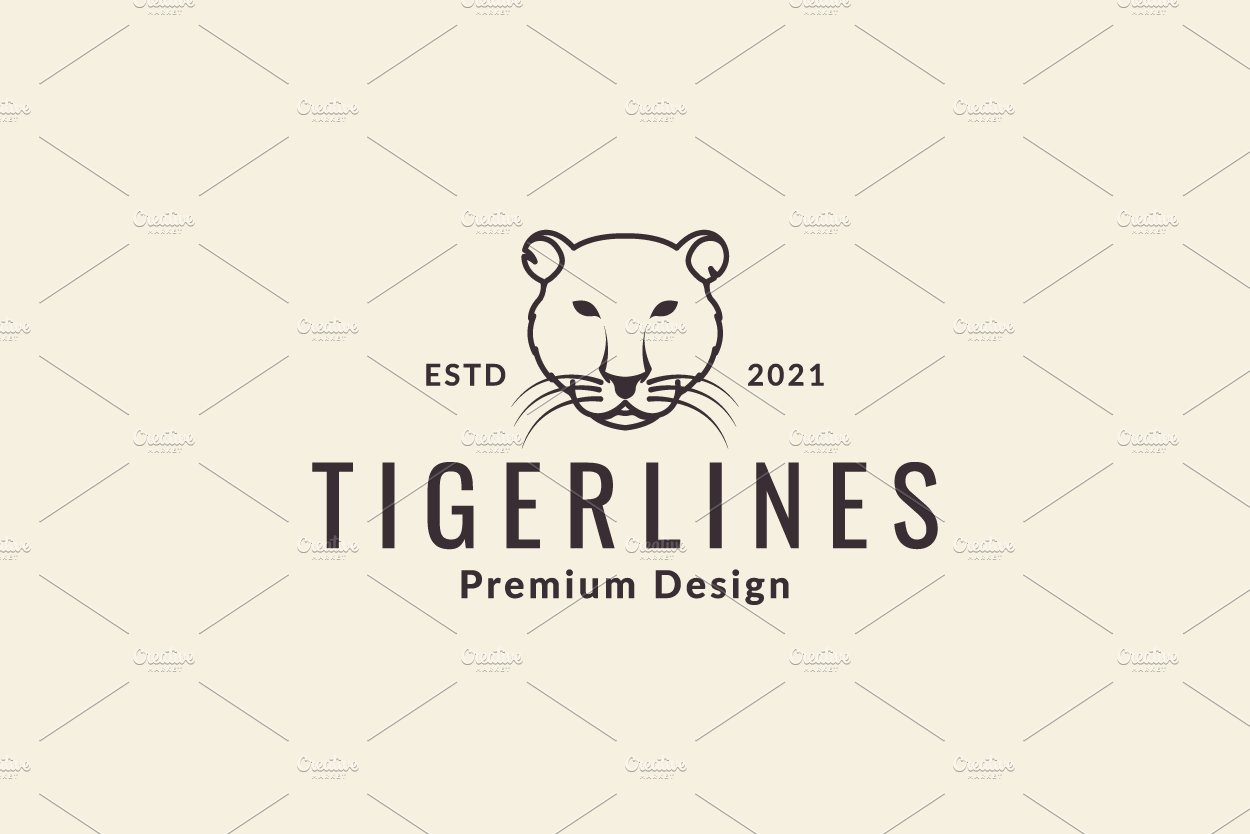 lines animal head tiger logo symbol cover image.