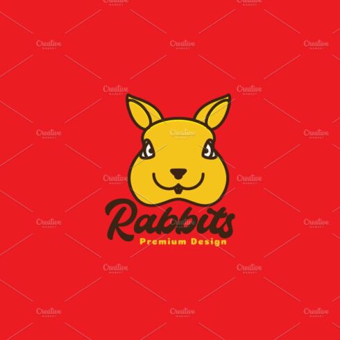 animal pets head rabbit smile logo cover image.
