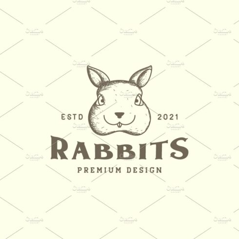 engrave animal pets head rabbit logo cover image.