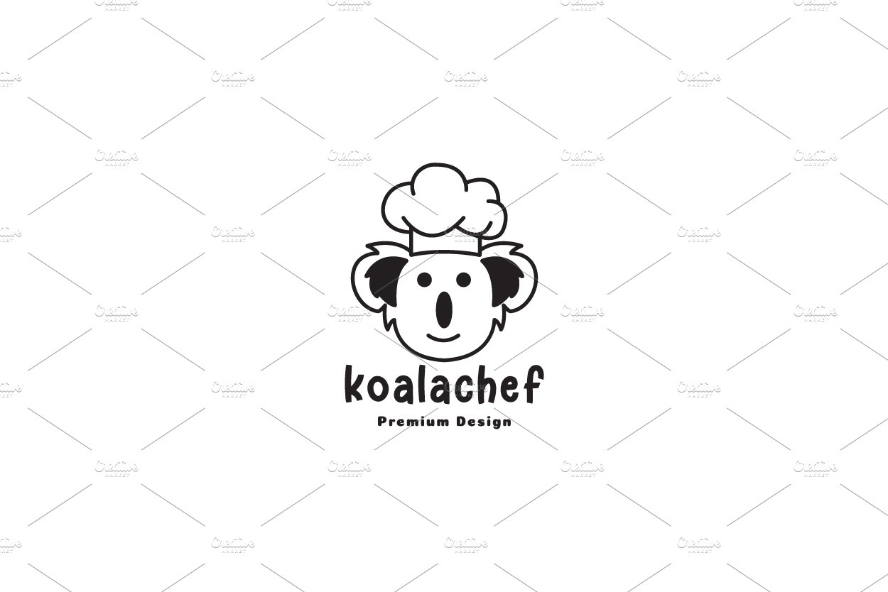 koala chef logo symbol vector icon cover image.