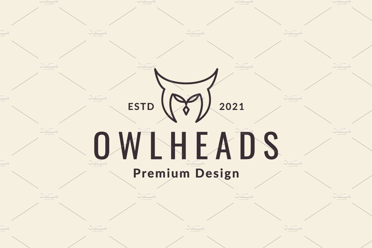 unique head lines owl bird logo cover image.