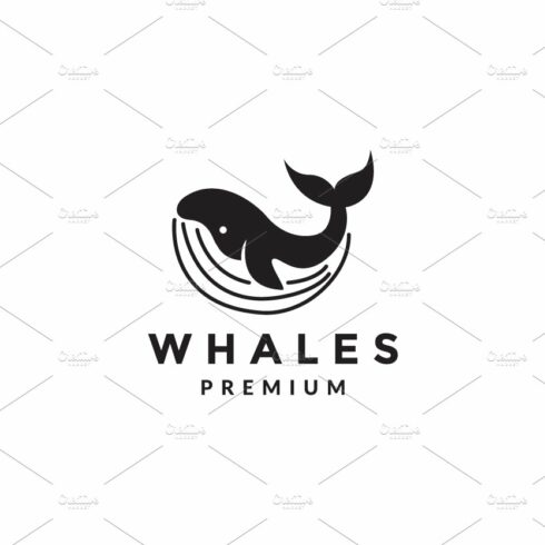 blue whale modern logo symbol vector cover image.