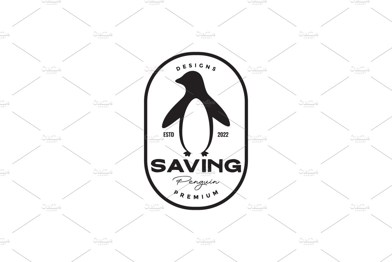 isolated penguin badge vintage logo cover image.