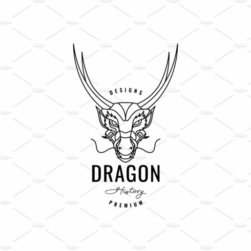 head dragon myth legend line logo cover image.
