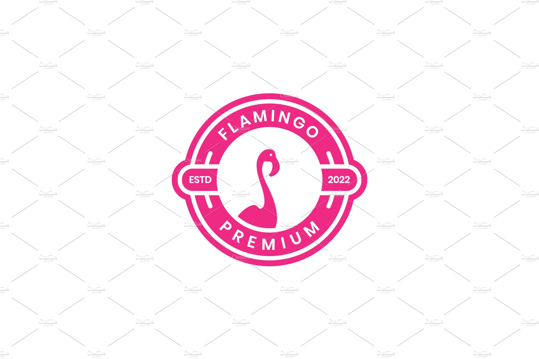 flamingo bird with circle badge logo cover image.