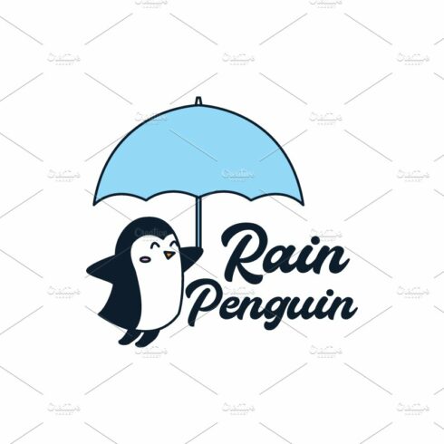 penguin with umbrella cute cartoon cover image.
