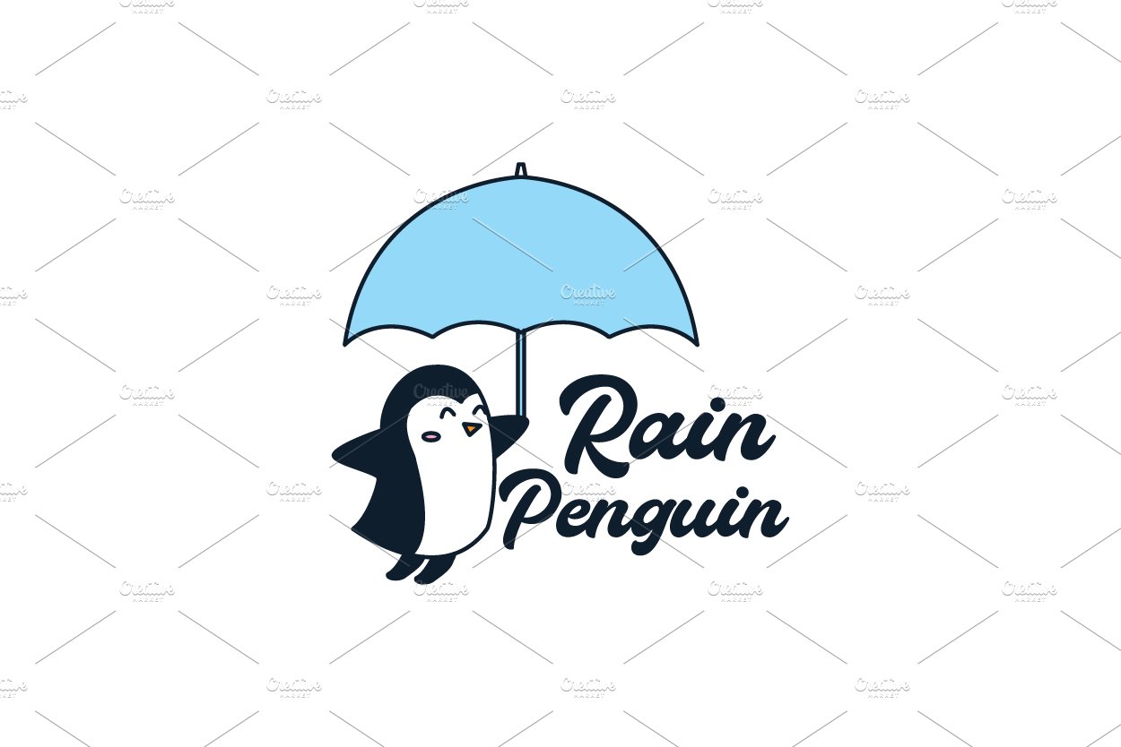 penguin with umbrella cute cartoon cover image.