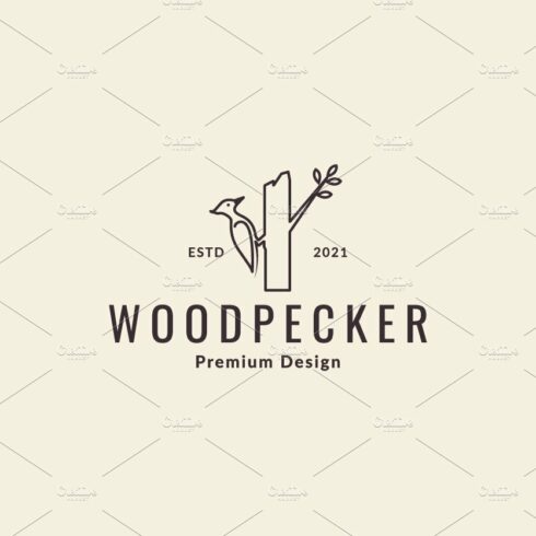 bird woodpecker with tree trunk logo cover image.