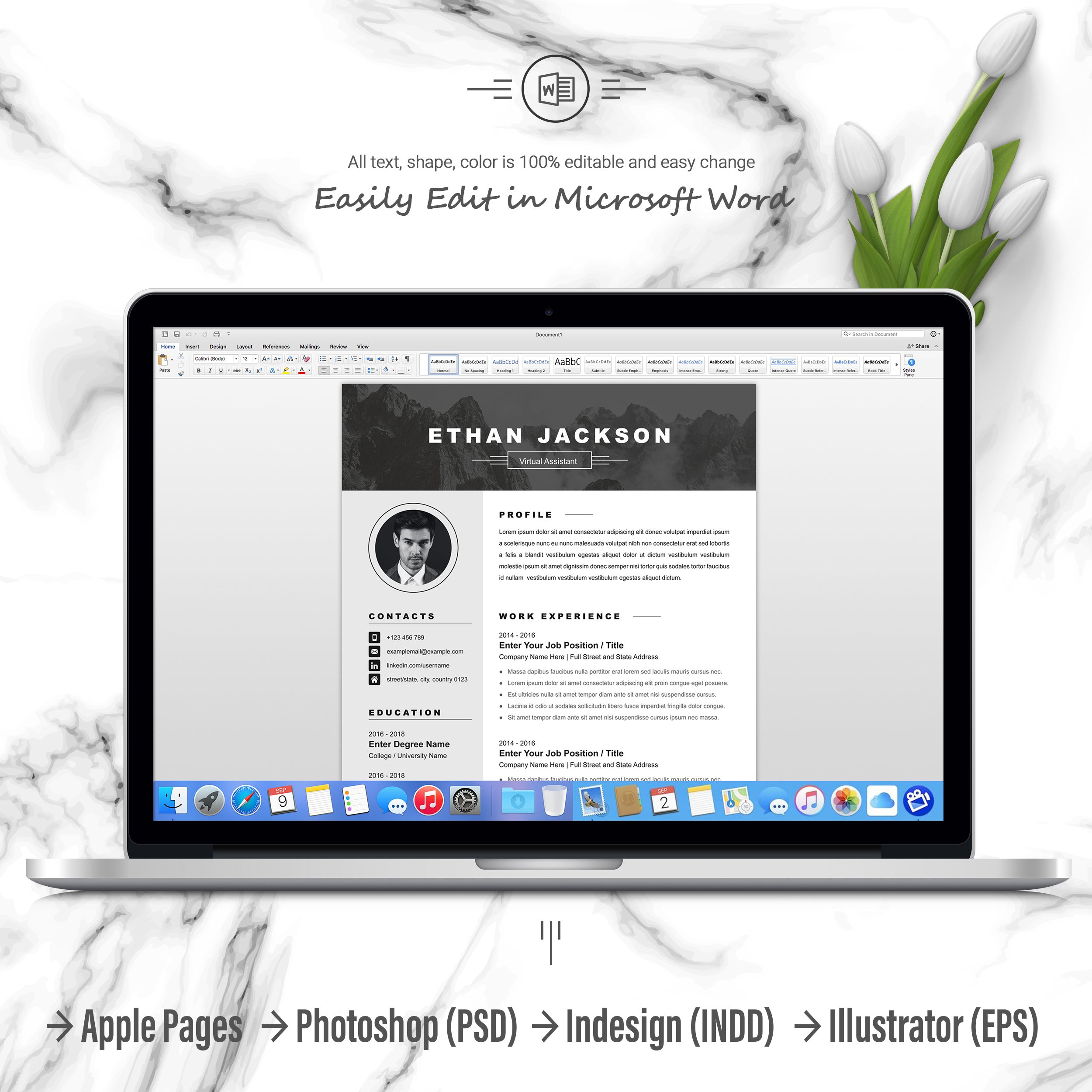 06 3 pages free resume ms word file format design template 439 1
